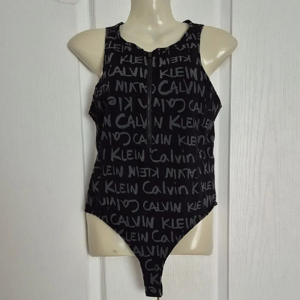 Calvin Klein Logo Print Black Bodysuit